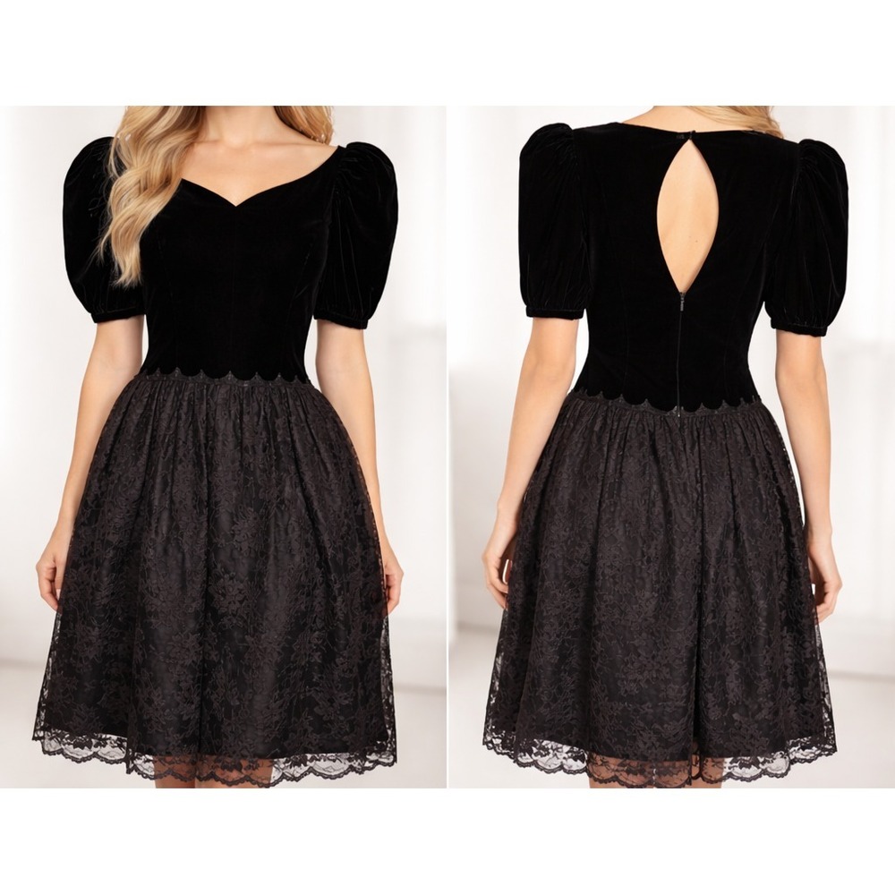 Scott McClintock Velvet Crinoline Laceโ Sequin Dress Formal Midi Dreamy Size 12